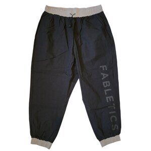 57. Fabletics Black and White Kora Track Pant w/ Elastic Waistband w/ Draw Cord